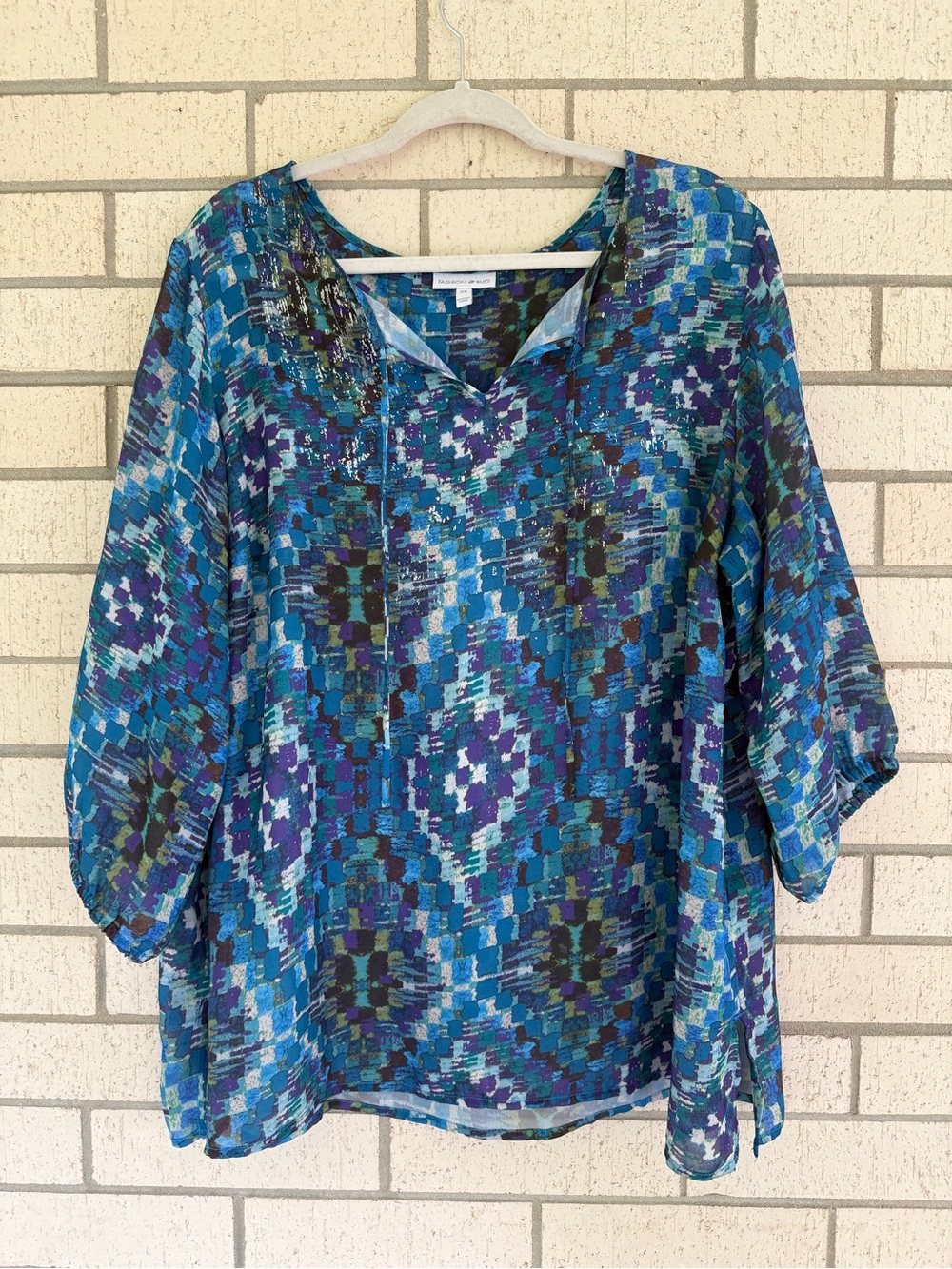 Fashion Bug Teal & Blue Geometric Tunic